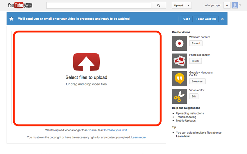 Upload MP4 naar YouTube - tijdslimiet van YouTube