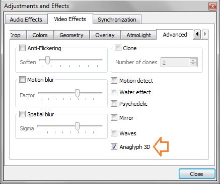 activeer vlc 3d effecten