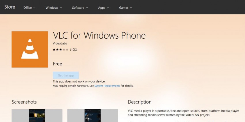 VLC auf Windows Phone downloaden