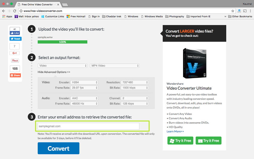 convert mp4 to wmv mac online