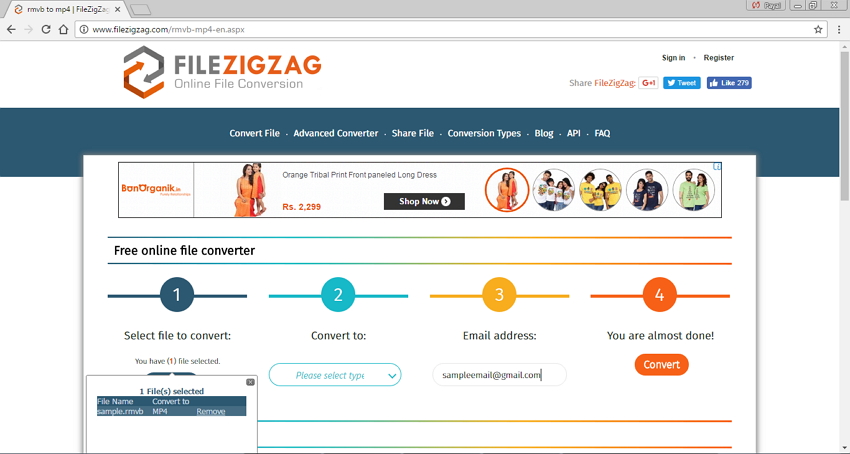 Convertir RMVB/RM en MP4 en ligne - FileZigZag