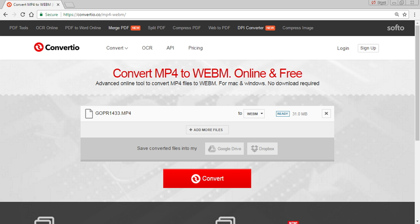 Convertisseurs WebM MP4 en ligne - Convertio