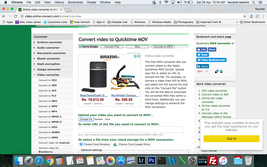 Online Convert - Conversor de MP4 para MOV no Mac Online