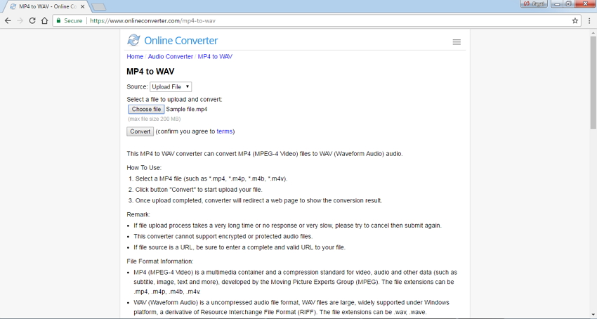 convertisseurs MP4 en WAV en ligne - Online Converter