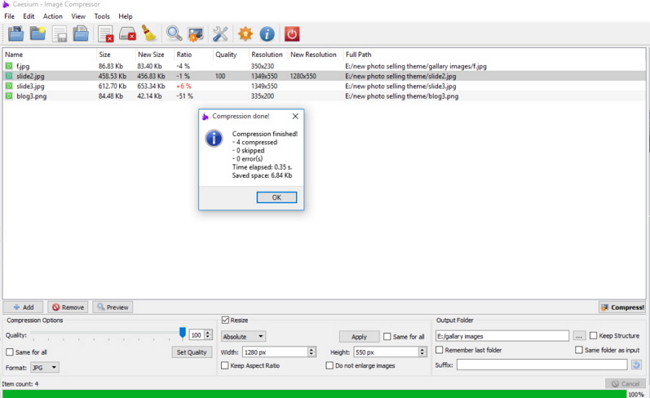 optimiser des images avec le processeur d'image caesium