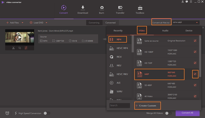 Abra la Ventana de Configuración de Video