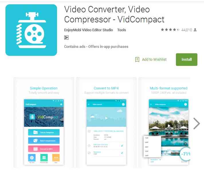 VidCompact - ridurre dimensioni video su android