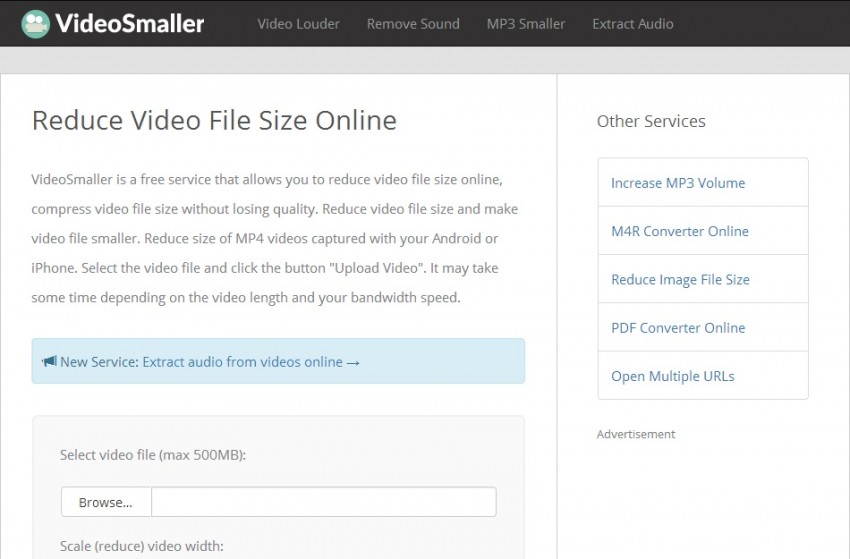 VideoSmaller - compresor de video en linea