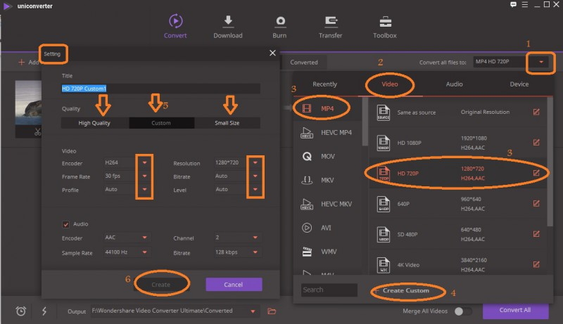 definir parâmetros de vídeo para reduzir o tamanho do vídeo - alternativa de aplicativo de compactação de vídeo vlc