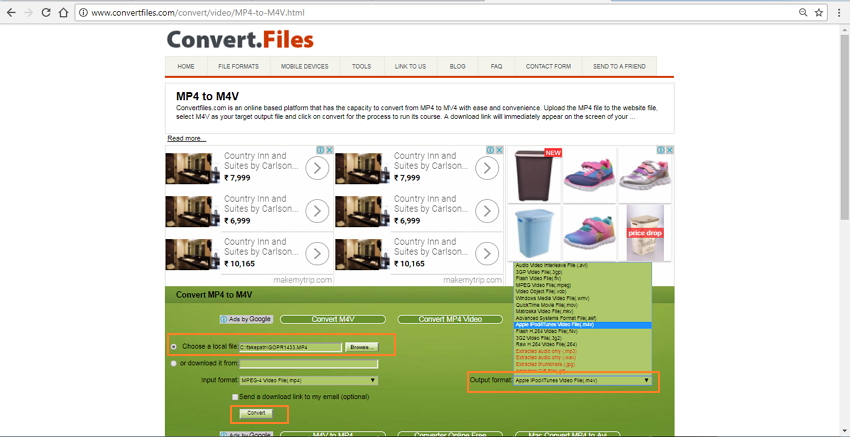 convertire da MP4 a M4V usando Convert Files