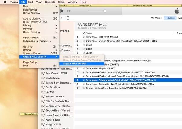 converti m4p in mp3 in itunes