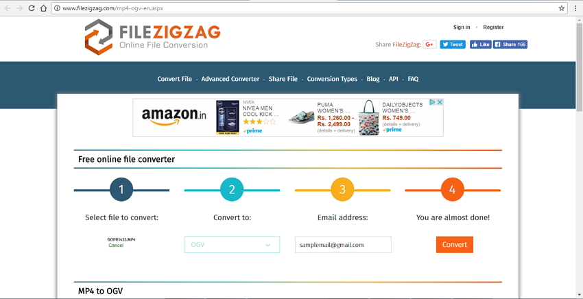 converti MP4 in OGV online con FileZigZag