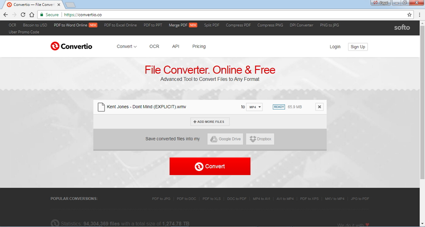 convert MKV zu mp4 online mit Convertio