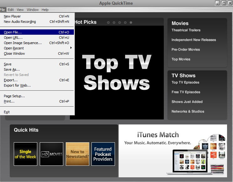 apple quicktime player - lecteur MOV