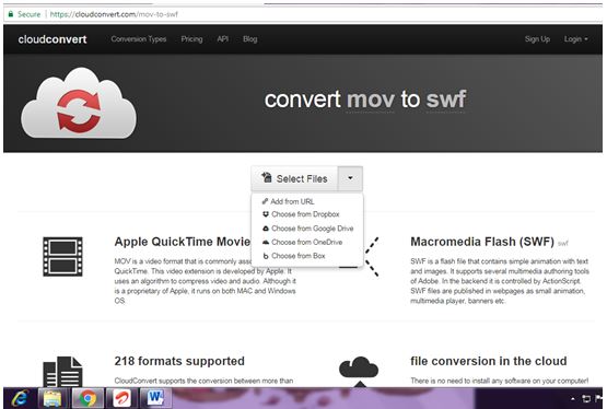 upload mov video for converting online