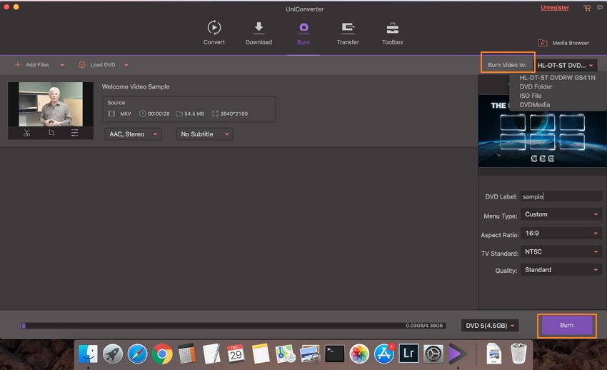 burn MKV to DVD Mac
