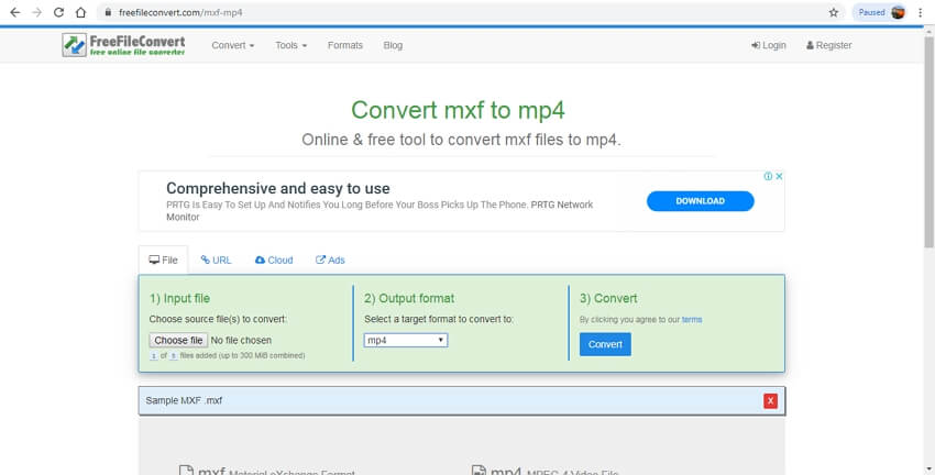 mxf to mp4 online - FreeFileConverter