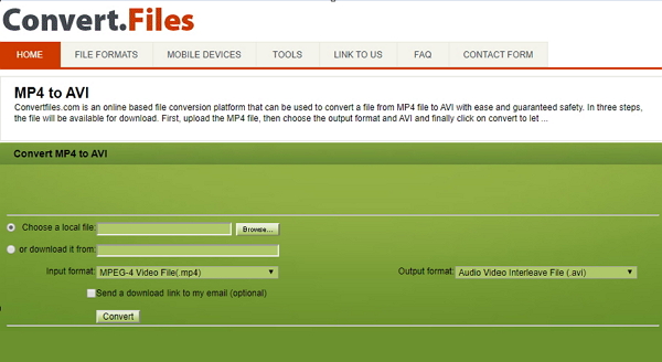 conversor mp4 para avi Converter.Files.com grátis