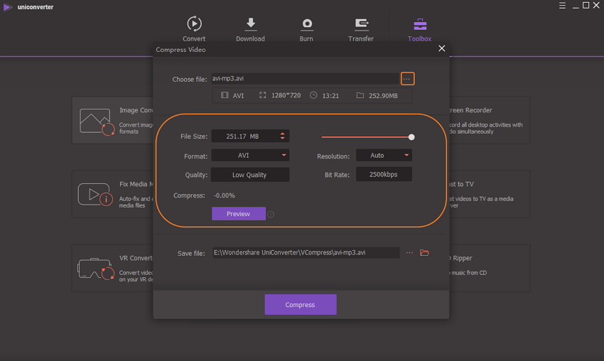choose file size for audio file