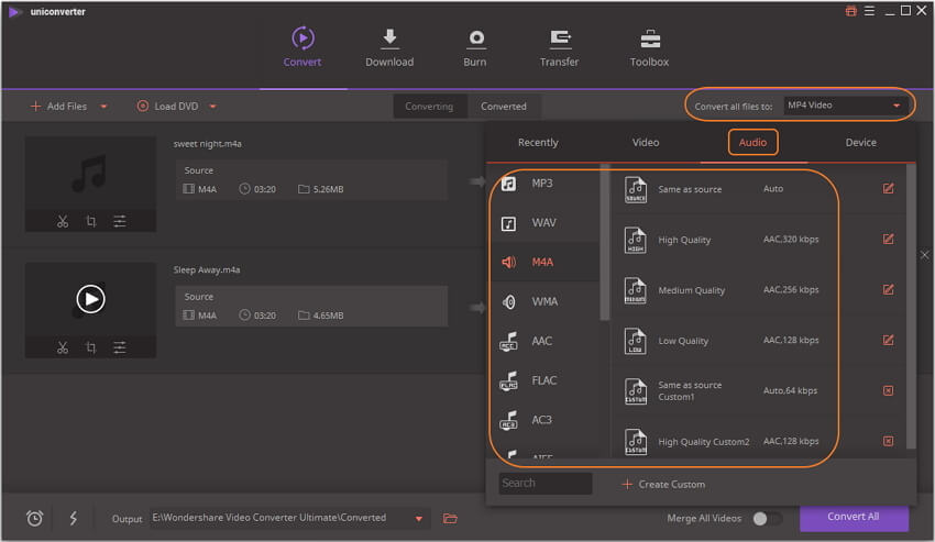 choose output format