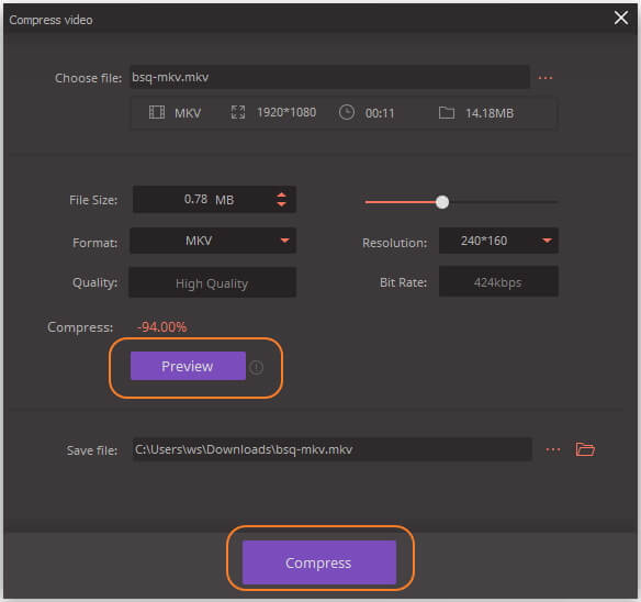 compress MKV video size