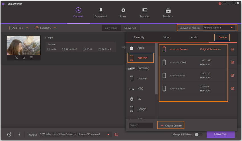 choose output format