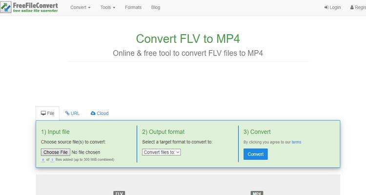 converter arquivo FLV online-FreeFileConvert