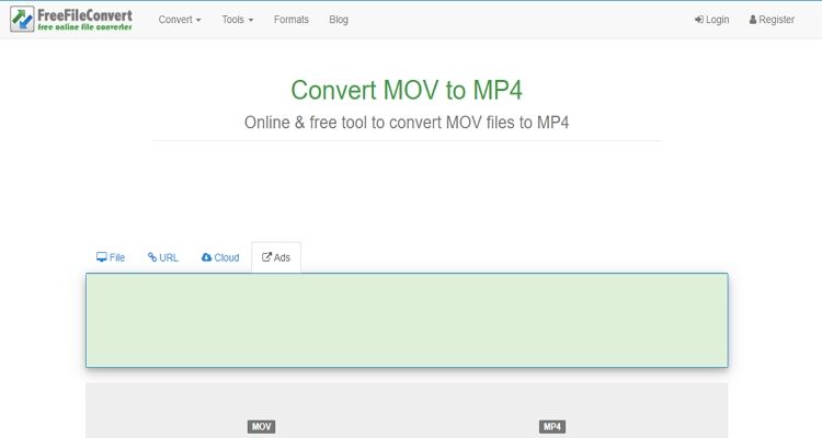 Conversor de Video MOV en Línea -FreeFileConvert