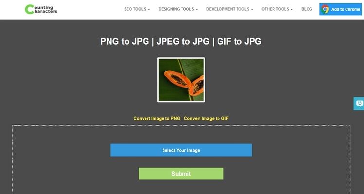 Converter imagens em JPEG, contando caracteres online