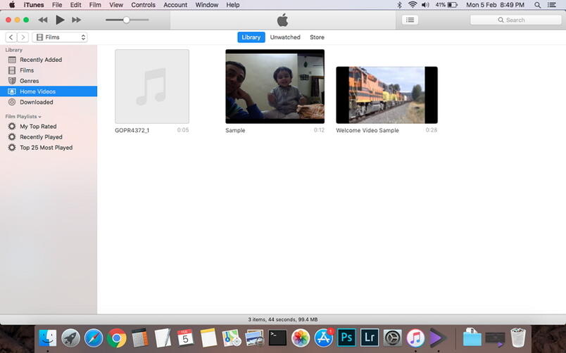 iTunes openen en de video afspelen