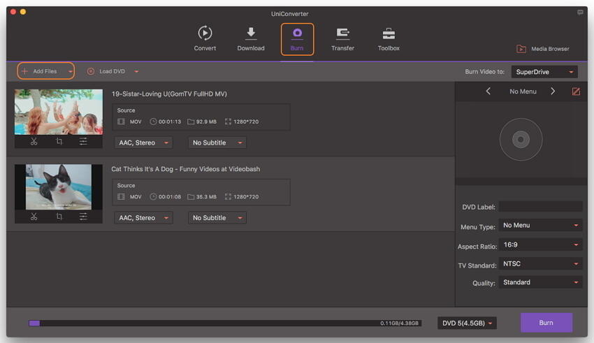 Aggiungi file iMovie all'alternativa iDVD