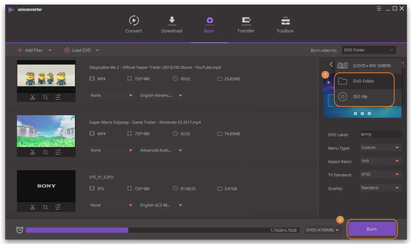 Create DVD Folder or ISO file from DVD