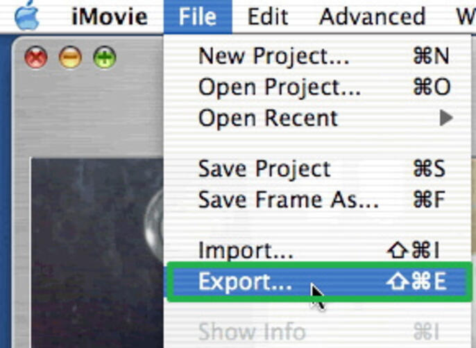 seleccione la película que desea exportar en iMovie