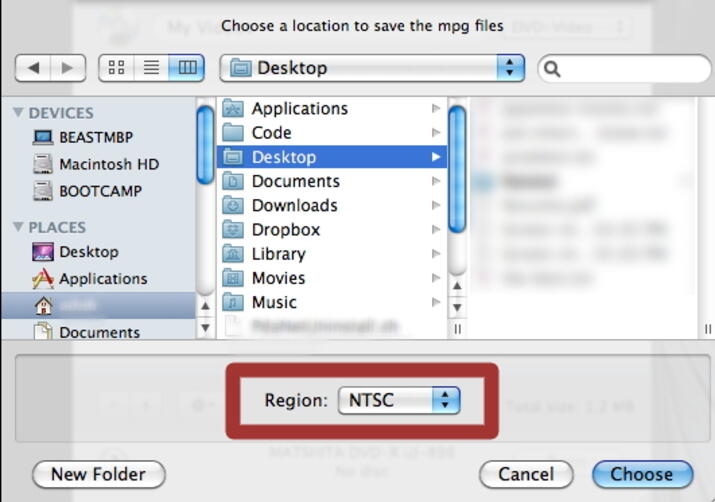 choose dvd parameters