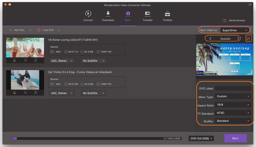 Set DVD parameters for iMovie to DVD conversion