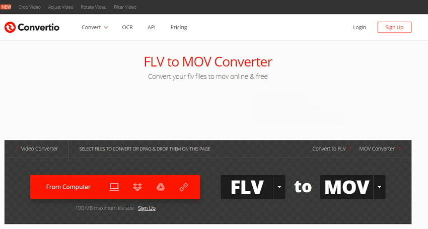 Convertio Converter -Flv zu MOV online konvertieren