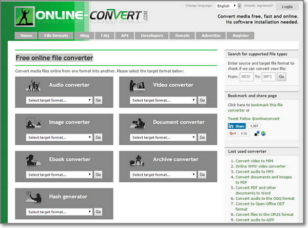 Online-Convert - Flv zu MOV online-Converter