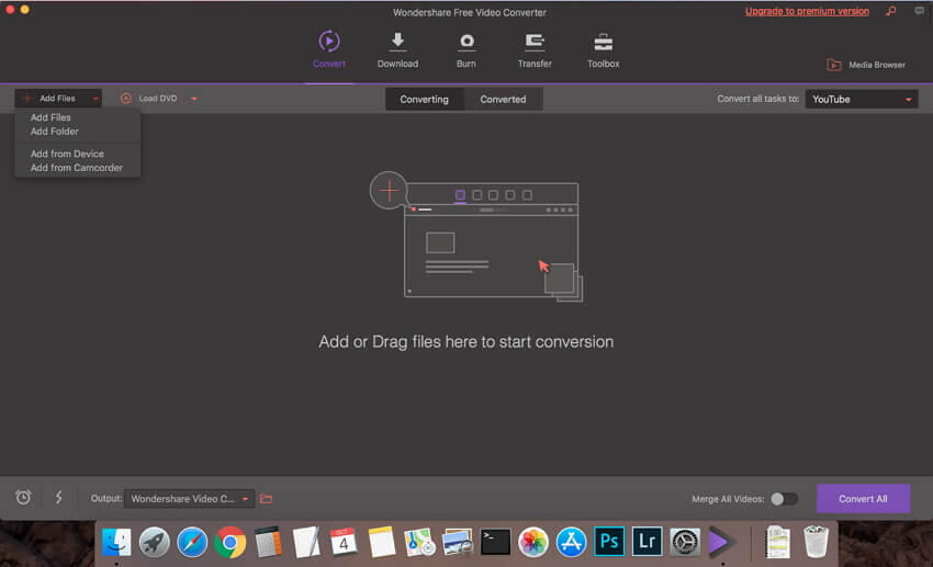 Online YouTube to MP4 on Mac - Wondershare Free Video Converter for Mac