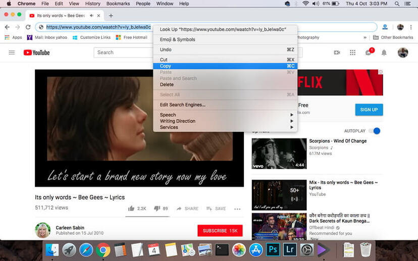 copy YouTube link Mac