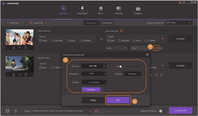 alterar configurações de compressão para vídeo social