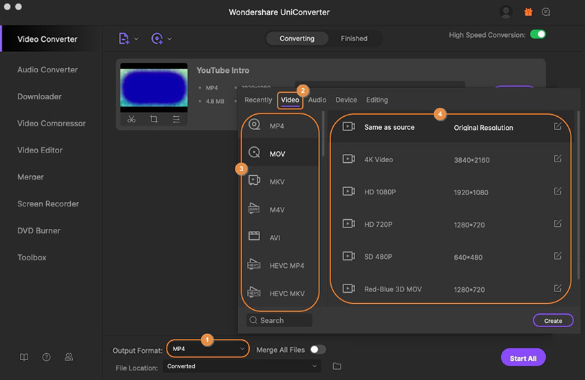 choose the format to output