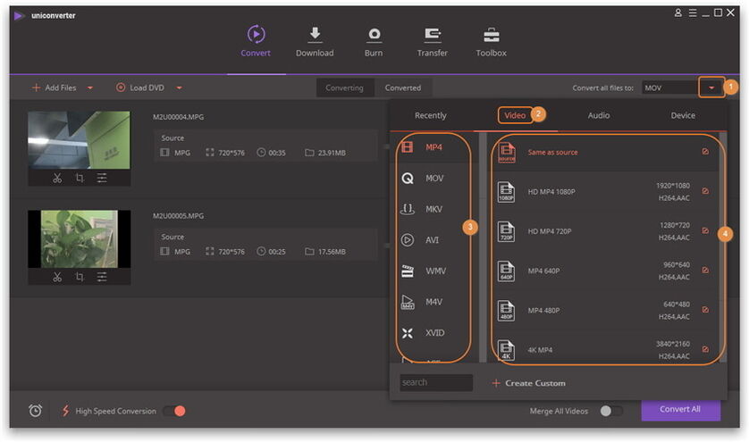 Carica i file DV nel convertitore video da DV in MP4