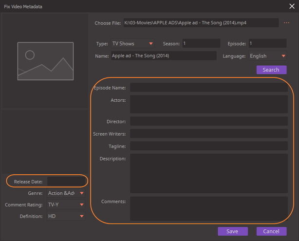 online video metadata editor