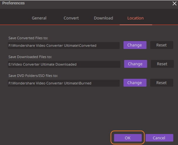 wondershare uniconverter output folder location