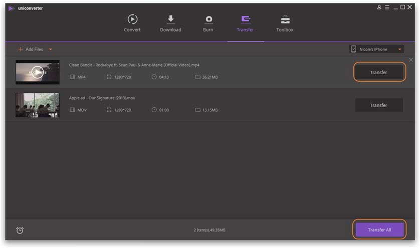 trasferisci video MPEG / 3GP compressi sul tuo dispositivo