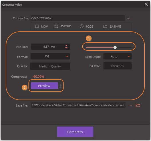 wondershare uniconverter compress video