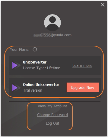 log in UniConverter with Wondershare ID