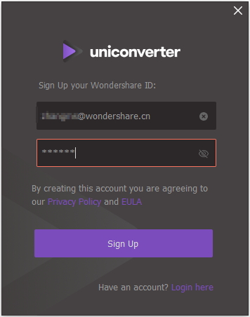 UniConverter login limitation