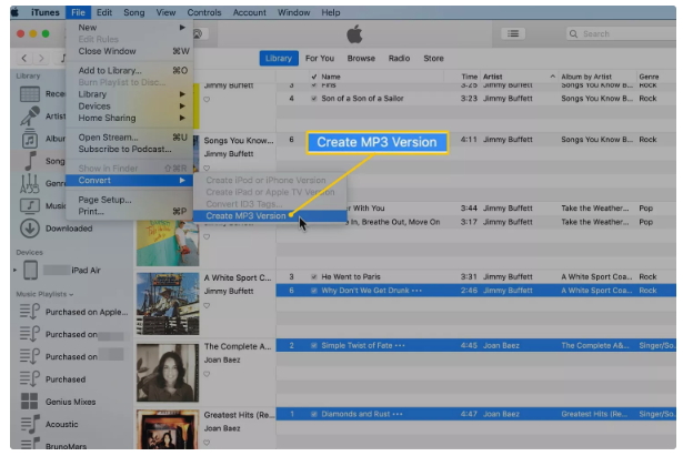 convertir AAC en MP3 dans iTunes