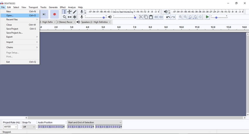 Open M4A file with Audacity